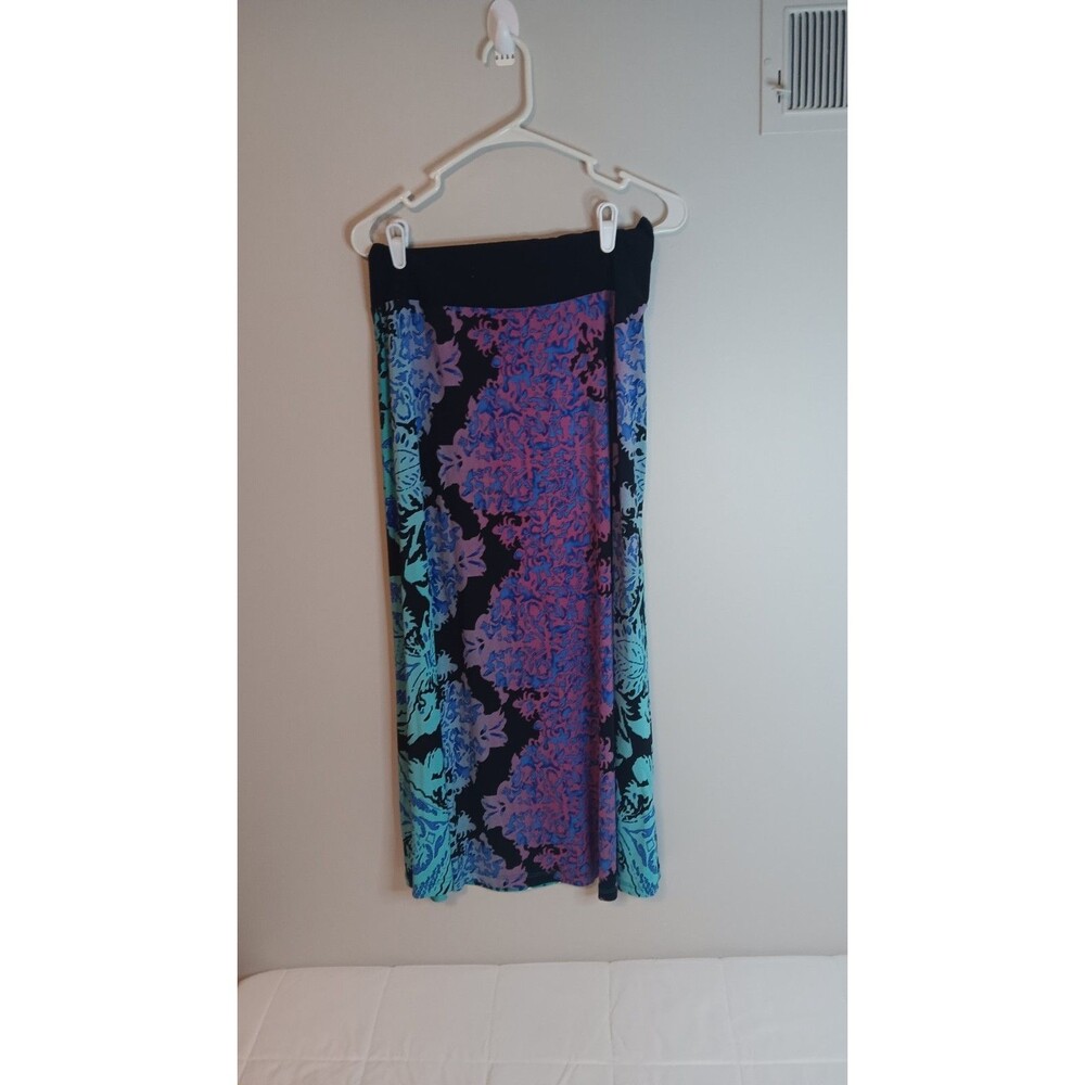 Venus Fold Over Waist Maxi Skirt Sz Medium Bright Colorful Boho Y2K